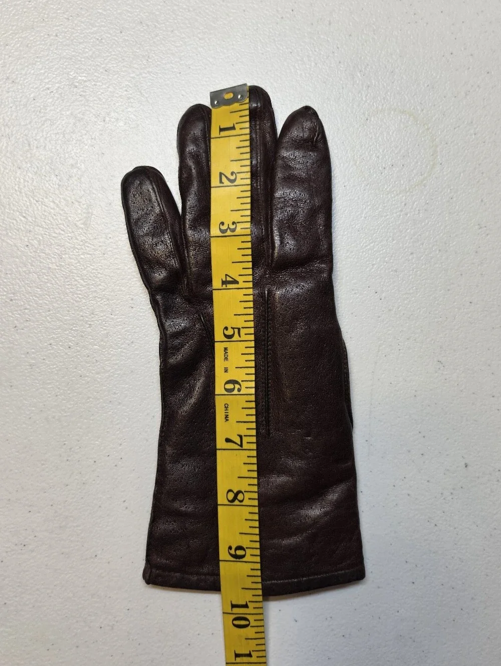 Vintage Brown Leather Gloves with Genuine Fur Lining